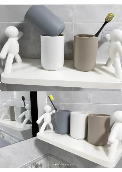 İnsan Figürlü Yapışkanlı Çok Amaçlı Duvar Rafı