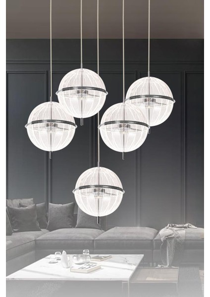 8265-4+1 5li Krom Sarkıt LED Avize fiyatları