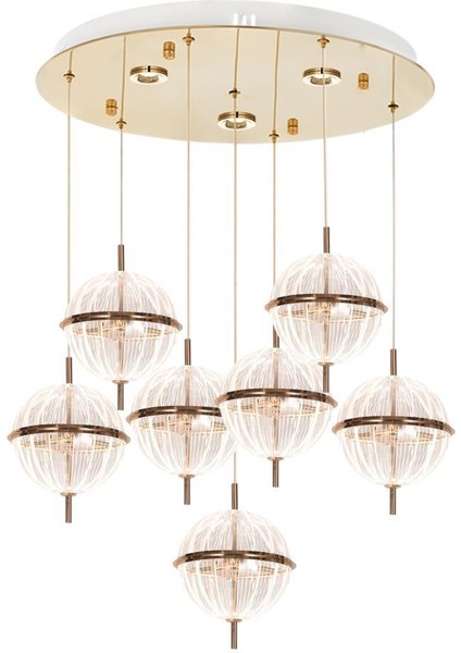 8265-6+1 7li Sarkıt Gold LED Avize