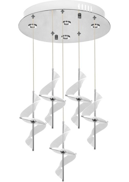 8270-4+1 5li Krom Sarkıt LED Avize