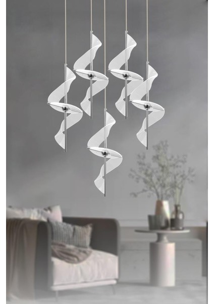 8270-4+1 5li Krom Sarkıt LED Avize fiyatları