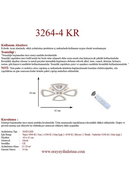 3264-4 Krom Kumandalı LED Avize fırsatları