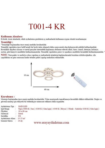 T001-4 Krom Kumandalı LED Avize fırsatları