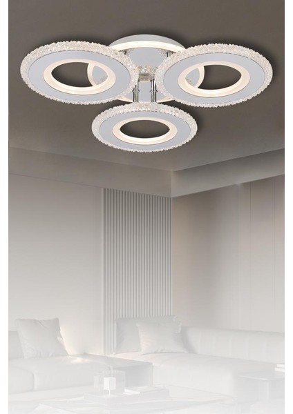 T001-3 Krom Kumandalı LED Avize