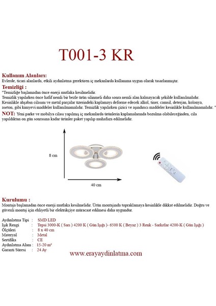 T001-3 Krom Kumandalı LED Avize fırsatları