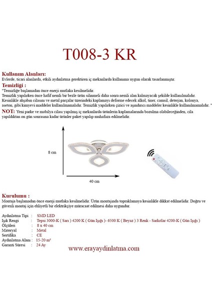 T008-3 Krom Kumandalı LED Avize fırsatları