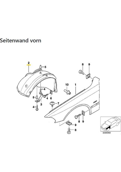 Bmw 5 Serisi E39 1996-2003 Çamurluk Davlumbazı Ön Büyük Sol fırsatları
