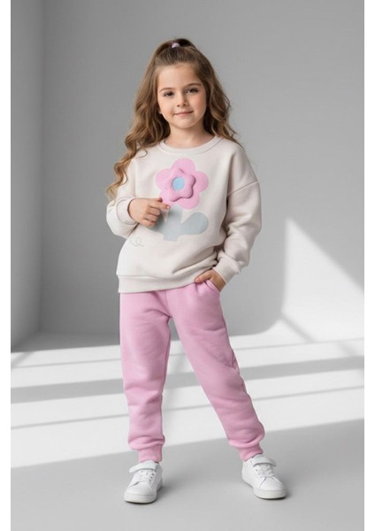 Dokulu Papatya Desenli Kız Çocuk Kışlık takım - Pembe fiyatları