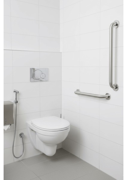 Yaşlı ve Engelli Tutunma Barı – Krom Kaplama 30 Cm, Küvet ve Duş Tutamağı, Kaymaz Güvenlik Barı