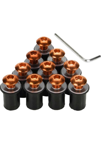 10X Motosiklet Ön Cam Ön I Takımı Rondelalar M5 Turuncu (Yurt Dışından)