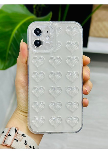 Iphone 12 ve 12 Pro Uyumlu 3D Kabartma Kalpli Silikon Kılıf modelleri