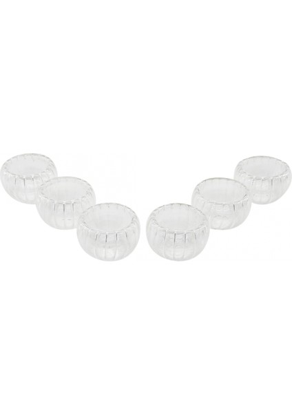 6 Pcs Çizgili Cam Çift Cidarlı Lokumluk - Sosluk 50 ml (K95)