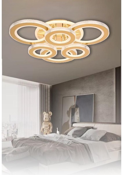 T001-6 Sarı Dimmer Kumandalı LED Avize