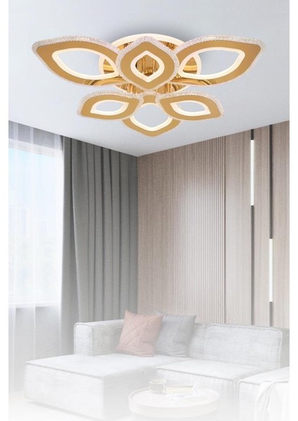 T008-6 Sarı Dimmer Kumandalı LED Avize