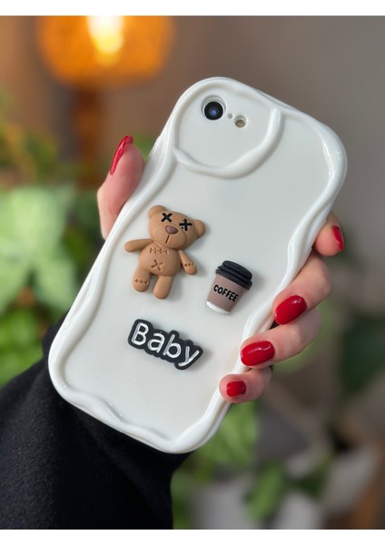 Iphone 7 Plus ve 8 Plus Uyumlu Krem Baby Tasarımlı Oyuncaklı Kılıf modelleri