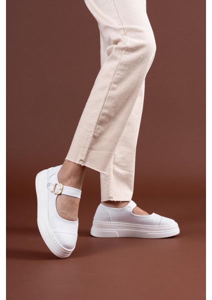 Lunni Beyaz Keten Spor Ayakkabı - Lisinya