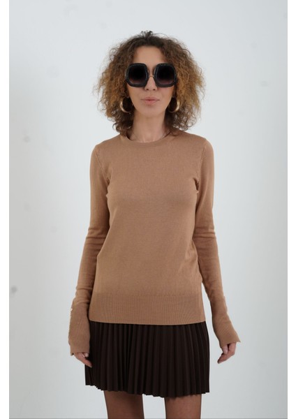 Camel O Yaka Kolu Droplu Kazak modelleri