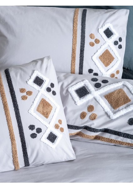 Puff Nakışlı Ranforce Çift Kişilik Nevresim Takımı Stesso Mavi indirimleri