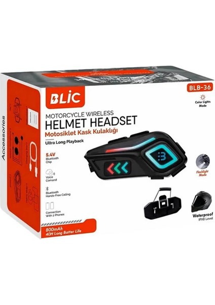 Motor Kask Kulaklık Rgb Modlu Motosiklet Kulaklık Su Geçirmez 5.4 Bluetooth Intercom BLB_36