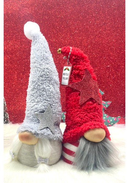 2’li Büyük Boy 30cm Hediyelik Aşk ve Şans Cücesi, Gnome , Yeniyıl Seti