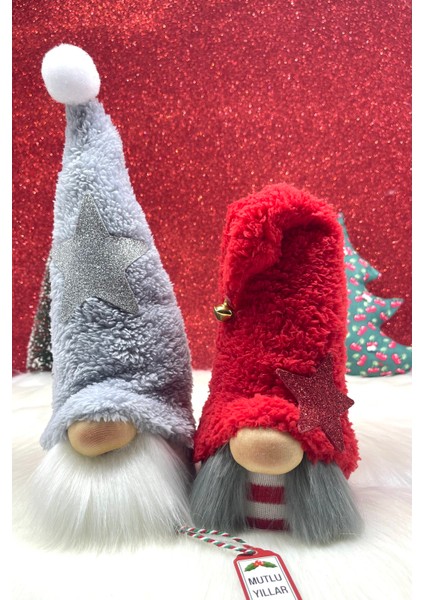 2’li Büyük Boy 30cm Hediyelik Aşk ve Şans Cücesi, Gnome ,Yılbaşı Süsü, Yeniyıl Seti