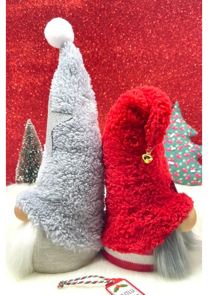 2’li Büyük Boy 30cm Hediyelik Aşk ve Şans Cücesi, Gnome ,Yılbaşı Süsü, Yeniyıl Seti fırsatları