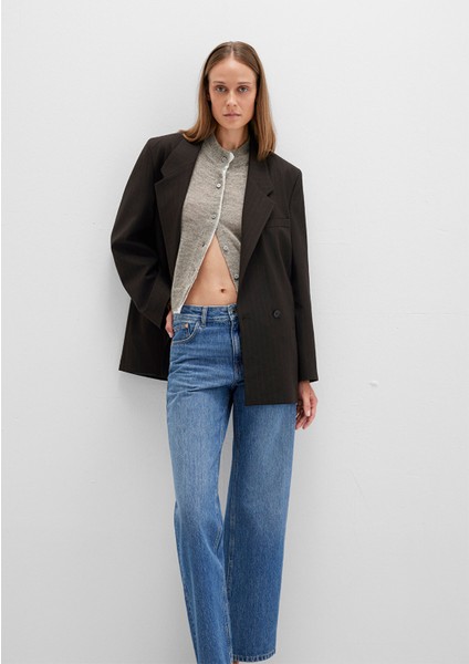 Kahverengi Çizgili Kruvaze Blazer 1110772-85431