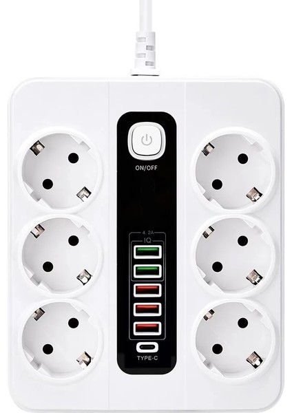 Hp-h04 3000w 10amper 6’lı 2metre Uzatma Kablolu Çoklu Termal Akım Priz