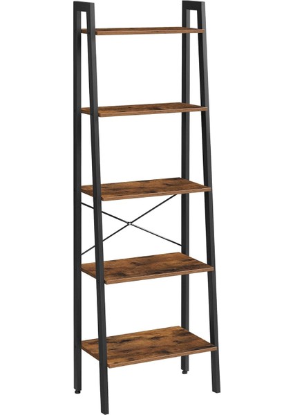 Ayaklı Raf, Kitaplık, 5 Raflı, Metal Iskeletli, Montaj, Oturma Odası, Yatak Odası, Mutfak Için, 56 x 34 x 172 cm (U x G x Y), -Siyah LLS45X