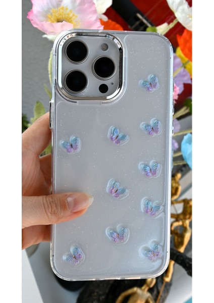 Iphone 14 Promax Uyumlu 3D Mini Kelebek Tasarımlı Epoksili Oyuncaklı Kılıf