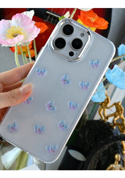 Iphone 14 Promax Uyumlu 3D Mini Kelebek Tasarımlı Epoksili Oyuncaklı Kılıf modelleri