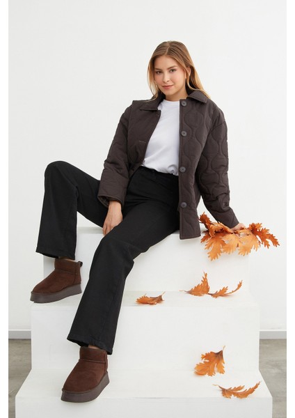 Su Yolu Desenli Oversize Düğmeli Mont fiyatları