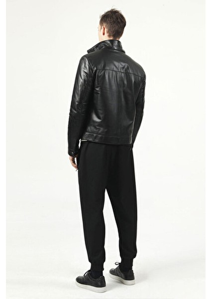 Deri Erkek Mont Günlük Kullanım İçin Şık Siyah E-937/K Modeli