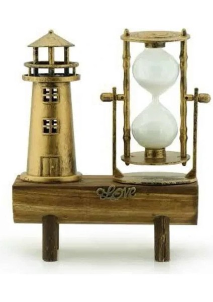 Deniz Feneri Kum Saati Ahşap Görünümlü Vintage Tarz Biblo indirimleri
