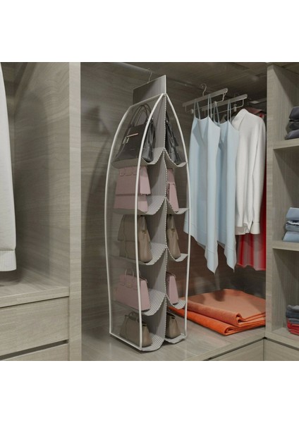 10 Gözlü Çanta Askılığı Dolap İçi Düzenleyici Organizer Askılı Çantalık fırsatları