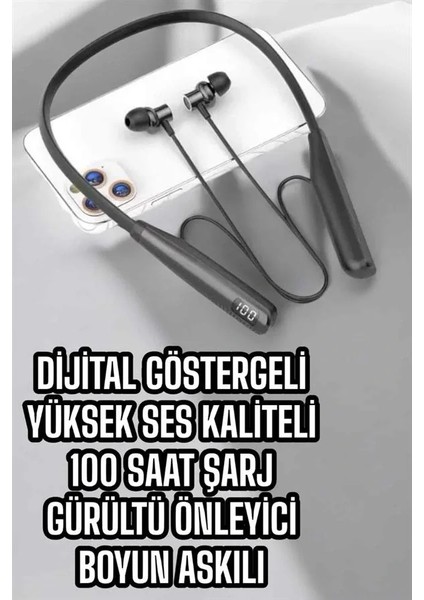 Dijital Göstergeli Kulak Içi Kablosuz Bluetooth Kulaklık Boyun Bantlı indirimleri