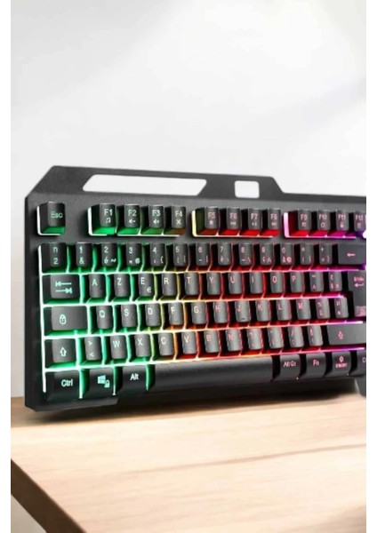 LED Işıklı Oyuncu Klavye USB Girişli Rgb Işıklı Q Klavye Mouse Hediyeli modelleri