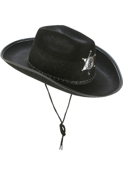 Çocuk Kovboy Şapkası Sheriff Şapkası Siyah Renk fırsatları