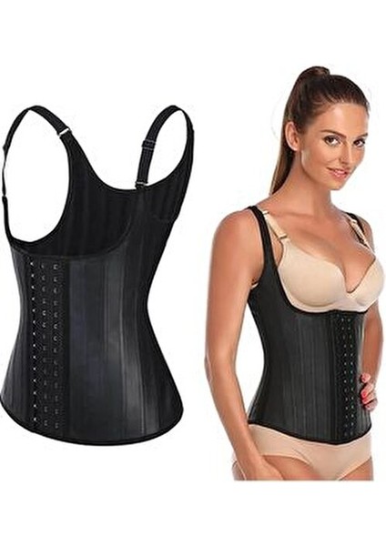 Lateks Korse Kadınlar İçin Büzüşme Olmadan Vücut Şekillendirici Siyah DR301