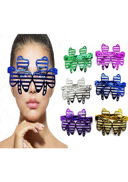 Metalize Ekstra Parlak Yaprak Panjur Parti Gözlüğü 6 Renk 6 Adet fiyatları