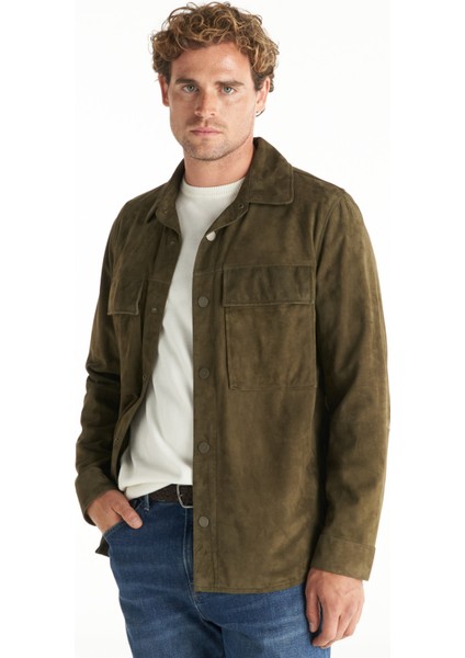 Standart Gömlek Yaka Düz Haki Erkek Gömlek TBMRLT1022