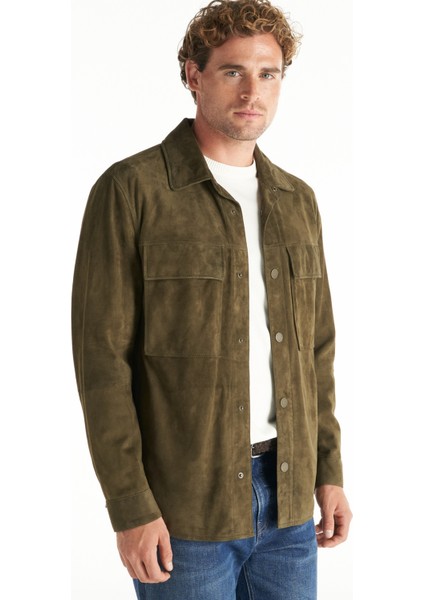 Standart Gömlek Yaka Düz Haki Erkek Gömlek TBMRLT1022