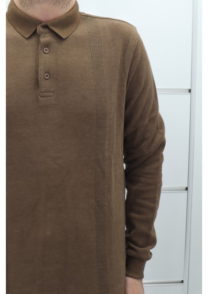 Fistan Store Erkek Desenli Spor Kesim Normal Kalıp Polo Yaka Selanik Kumaşlı Kışlık Kazak fiyatları