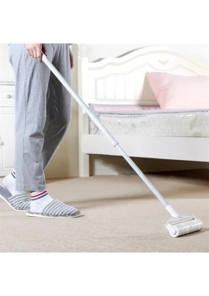 Pratik Temizlik Için Yapışkanlı Tüy Rulosu 24 cm Teleskopik Uzayabilen Saplı 2 Yedekli