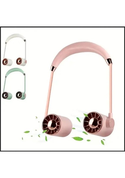 Boyunluk Fan Hava Soğutucu Vantilatör Boyuna Asmalı Şarjlı 3 Kademeli Mini Klima Siyah