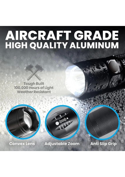 Pilli Parlak Led 5 Mod Ampul Suya Dayanıklı Mini El Feneri