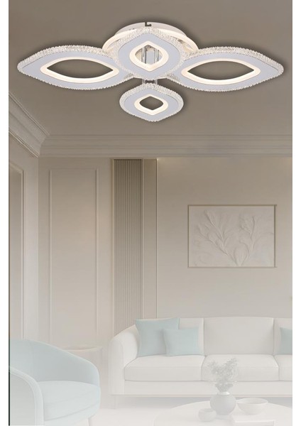 T008-4 Krom Kumandalı LED Avize