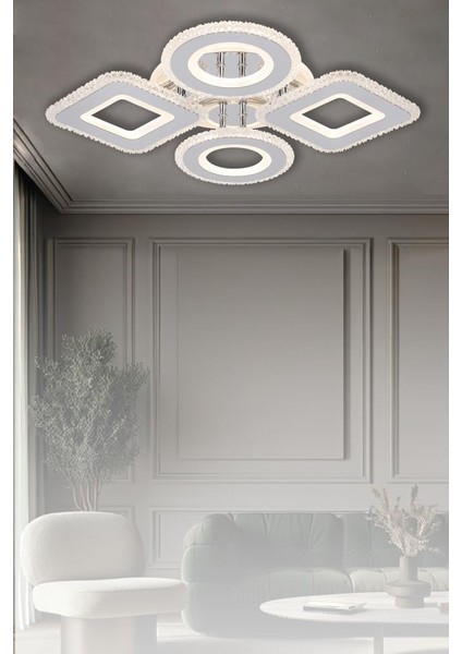 S008-4 Gold Kumandalı LED Avize