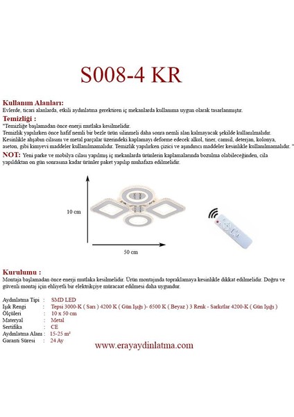 S008-4 Gold Kumandalı LED Avize fırsatları