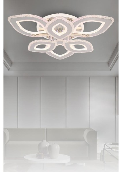 T008-6 Krom Dimmer Kumandalı LED Avize